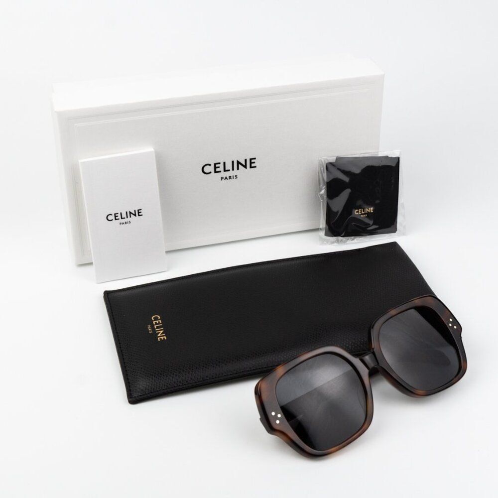 Celine 3 DOTS Women Sunglasses Medium Havana Smoke Grey Geometric CL40241F 53A - Picture 9 of 11
